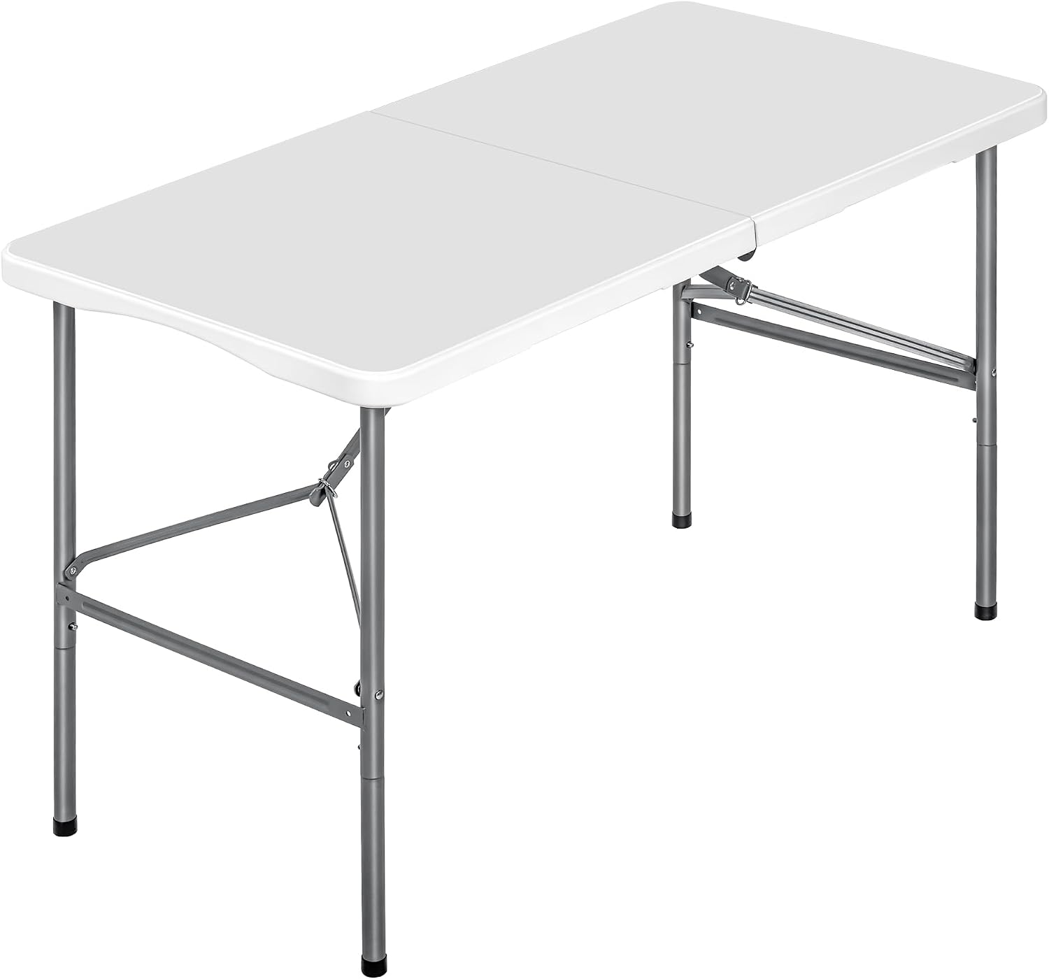 Mesa plegable camping portátil, jardín, catering. Auxiliar y Rectangular 122x61cm. Hasta 120kg de carga. Para exterior e interior. Ideal para 4 personas. Eventos, oficina, estudio, reuniones. Blanca
