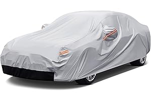 GUNHYI 6 Couches Bâche Voiture et Étanche, Contre Pluie Soleil Poussière, Universelle pour Tesla Model 3, Peugeot 508, Renault Talisman， BMW 4 Series etc avec Zip et Doublure en Coton (470-490 cm)