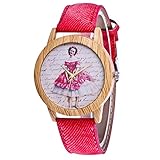 IG Invictus Damen Mode Casual Lederstrap Analog Quarz Runde Uhr T382 N Quarzuhr Rote Quarz Uhr