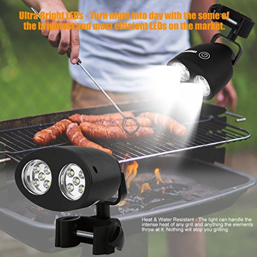 détail FairytaleMM Réglable 10 LED BBQ Grill Barbecue Lumière extérieure Poignée Montage Clip Camp Lumières Imperméable Résistance À La Chaleur Lampe avec Vis