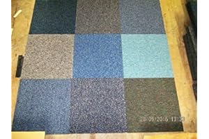RHINOS AUTOSTYLING 20 x Carpet Tiles 5 SQM Heavy Duty Home Commercial Retail Office Shop Premium Flooring Rugs Floor Tile Hardwearing Anti-Slip Floor Covering, Random, Bitumen Backed