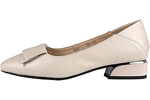 Jamron Donna Punta Tacco a Blocco Scacchi Décolleté in Pelle Suola Morbida Ballerine