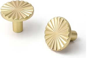 SORWDUERM Lot de 5 Boutons de Porte en Or Brossé (Aspect Laiton) pour Commode Cuisine Armoire - Poignées Simples de Tiroir en Alliage de Zinc