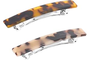 Qianyu Lot de 2 grandes barrettes à cheveux classiques en celluloïd, larges et incurvées en celluloïd, accessoires de cheveux pour femmes et filles, Saint-Valentin, anniversaire, Noël, Halloween