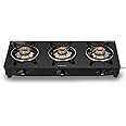 Bajaj Ultra 3 Burner Gas Stove Glass Top, Open, Black