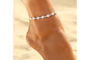 Chaioe Boho Anklet Crystal Anklet Bracelets Silver Foot Chain Jewelry for Women and Girls