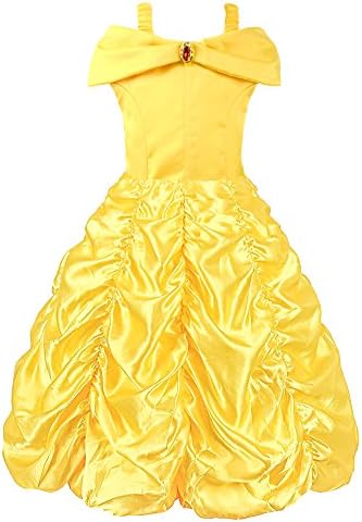 Viniolves Princess Belle Yellow Party Costume Layered Dress (Yellow, 2-3 Years)