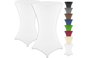 ‎GRÄFENSTAYN Gräfenstayn 2er-Set Stretch Stehtischhusse Diana mit Öko-Tex Siegel, Verstärkung im Fußbereich, in vielen Farben und Größen Ø60-65cm / Ø70-75cm / Ø80-85cm (Weiß, Ø80-85cm)
