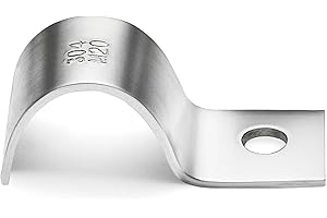 Ezitruz Pack of 20 Metal Cable Clamps 304 Stainless Steel Pipe Clamps 20 mm Single Hole U Pipe Clamps Mounting Clamp Cable Clips for Screwing Hose Buckle Pipe Holder for Pipes Diameter 20 mm