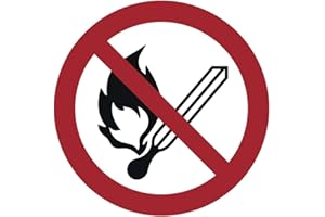 Pas de flamme, feu, source d'allumage ouverte et autocollant interdit de fumer Ø 20 cm (résistant aux intempéries).