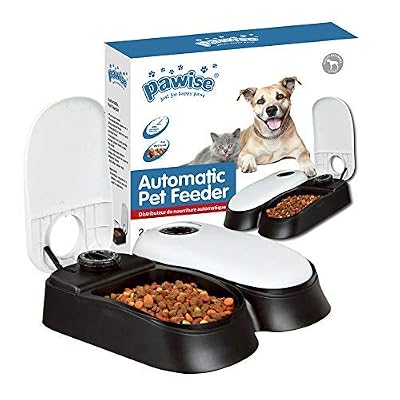 Pawise Chargeur Automatique de Pet 2-Meal Distributeur de Nourriture Programmés Bol de Nourriture pour Chiens Chats