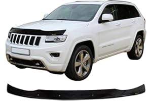 SCOUTT | Hood Deflector Bonnet Guard Compatible With GRAND CHEROKEE 2010-2021 Black, Tinted, Aerodynamic, Acrylic Glass