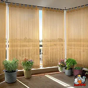 Hippo Outdoor Loop Curtains - (80-85%) Sun Blockage - Medium Duty - Beige Colour - Window Size (2 Nos. x 4.0 Ft W x 4.5 Ft L)