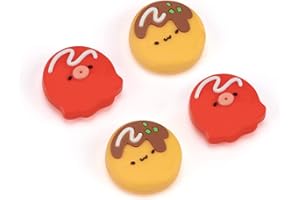 GeekShare süße Daumengriffkappen kompatibel mit Nintendo Switch/OLED/Switch Lite, weiche Silikon-Joystick-Rocker-Abdeckung, 4 Stück – Takoyaki