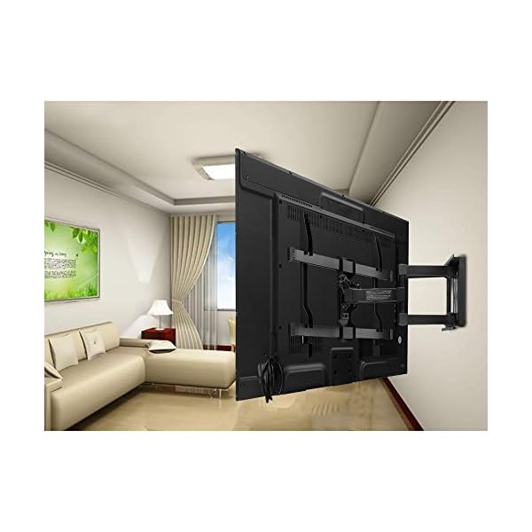 TV Wall Bracket, Tilt Swivel Dual Arm TV Mount Max.VESA 600x400mm for 37-70 Inch LED LCD Plasma Flat& Curved Screens up to 60kg, Includes 1.8m HDMI Cable, Bubble Level,Cable Ties - Image 6