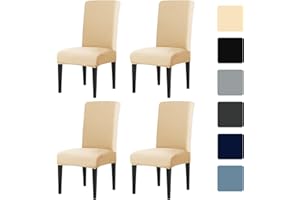 LUSCHEER Dining Room Chair Covers Set of 4, Chair Protector Slipcovers Stretch Removable Washable Decoration Seat Covers for Hotel, Ceremony, Banquet, Kitchen, Restaurant, Home (Peachy)