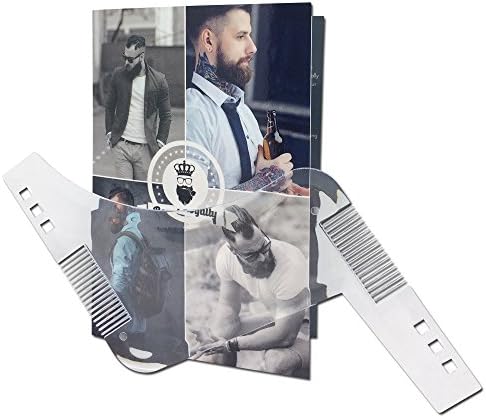 The No.1 Beard Shaping Tool + Free Beard Shaping Guide | One Size Fits All | Two Built-in Beard Combs | Extra Handle | Transparent | Lightweight