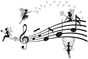 CREATCABIN Pegatinas de Pared de Música, Calcomanías Negras de Notas Musicales, s, de PVC, Autoadhesivas, para Estudio de Arte Estético, Vinilo Despegable para Sala de Estar, Hogar, Aula, Escuela, Dec