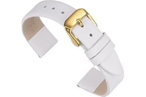 QUARKZMAN Genuino Cuero Correa, Liso Plano Cuero Reloj Correa para Hombre y Mujer