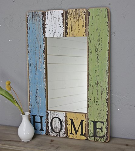 60x40x2cm Spiegel bunt HOME Wandspiegel Schminkspiegel HOLZ Landhaus Holzrahmen Badspiegel