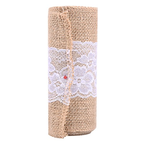 Stuhldekoration Jute Band Stuhl Schärpe mit Spitze für Hochzeit LianLe - 4