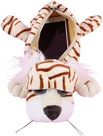 Watermelonbreeze Cartoon Cute Plush Animal Tiger Shaped Pencil Case Stationery Bag