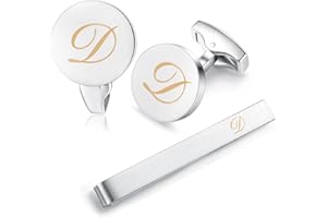 Honey Bear Carta Inicial Alfabeto Gemelos & Clip Pasador de Corbata Pisacorbatas - Acero Inoxidable para la Camisa de los Hombres Regalo de Boda del Negocio Plata