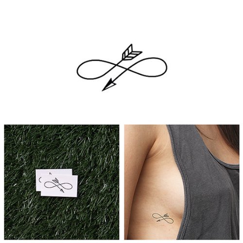 Tattify Arrow Infinity Sign Temporary Tattoo - Right Direction (Set of 2)