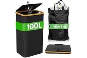 Jobfun 100L Pfandflaschen Sammelbehälter mit Deckel Behälter Leergut & Altglas Aufbewahrung Flaschensammler mit Loch Küche Abstellraum Flaschentasche Groß Pfandflaschen Aufbewahrung