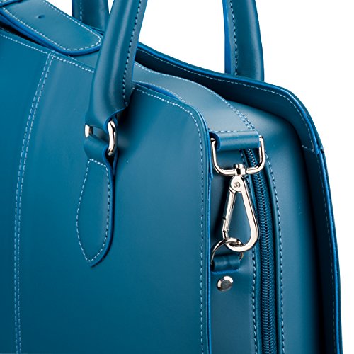 Su.B 15.6” 14” professionelle Design Damen Laptoptasche, echtes Leder – Made in Italy (Teal Blau) - 5