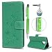 Produktbild iAdvantec Glaxy A6 2018 Hülle Case, Filp PU Leder Wallet Handyhülle Flipcase : Bookstyle Lotus Schmetterling Tasche Schutzhülle für Samsung Galaxy A6 2018 in Minzgrün + Pen + Plug