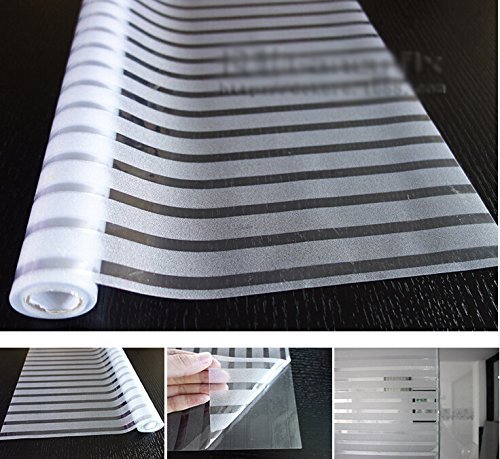 Tamia-Living Statische Fensterfolie 90% UV-Sonnenschutz Selbsthaftende Sichtschutzfolie Glasdekor „Lineal Weiß 2,5cm“S018 (90x100cm) - 4