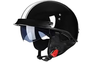 RHBDDHV Casque Moto Vintage Casques Jet avec Visière Casques Bols Casque Mobylette avec Lunettes Homologué ECE Rétro Demi Casque Moto Vélo Scooter Chopper pour Adultes Homme et Femme