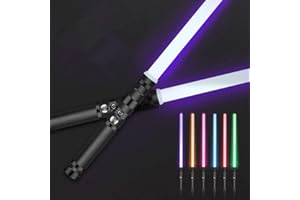 SMAUTOP Sabre Laser, 2 Lot Professionnels Rechargeables V10 RVB 7 Couleurs modifiables, Sabre Laser de Duel pour garçons et Filles (Noir)