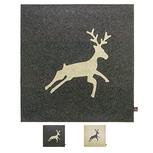 ebos Wollfilz Sitzkissen, 40x40cm ✓ 100% Wollfilz ✓ Dünn & bequem | Hochwertiges Stuhlkissen, Sitzpolster mit Füllung | Schönes Stuhl-Polster, Filz-Kissen mit Motiv | Robustes Outdoor-Kissen, wasserabweisende Stuhl-Auflage (Grau)