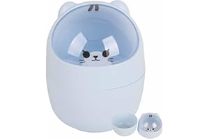 Cyrank Mini cestino, cartone animato gatto a forma di cestino della scrivania con coperchio dell'oscillazione Tiny cestino del cestino del controsoffitto per ufficio scrivania (blu)