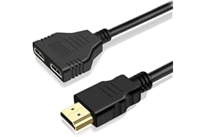 Zerone Rozdzielacz kabla HDMI 1080P męski na podwójny HDMI żeński 1 na 2-drożny rozdzielacz adapter konwerter do odtwarzaczy DVD HDTV monitora LCD