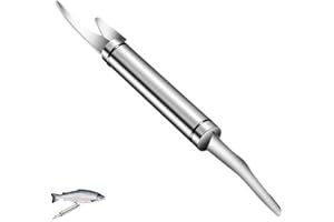 JUZINQU Écailleur à Poisson - Outil 5 en 1 pour déveiner Les crevettes - Nettoyage Poisson en Acier Inoxydable - Outils Cuisine Couteaux à Filet avec poignée Ergonomique antidérapante mer