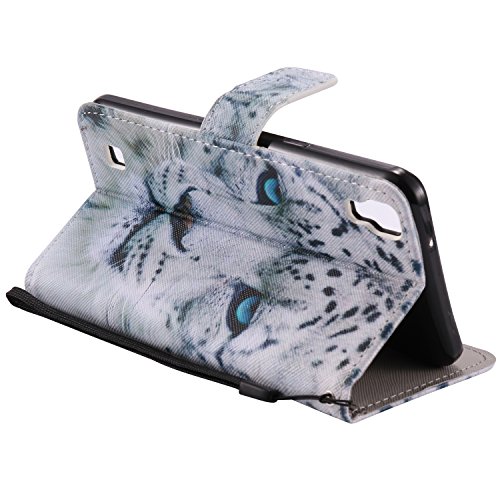 Feeltech LG X Power Hülle PU-Leder und Brieftasche Bunte Muster Fall mit Magnetverschluss, Hybrid-Kickstand mit Stand-Funktion, schlagen Sie schützende weiche TPU Stoßstangenabdeckung und Kreditkartenhalter für LG X Power Handgelenk Bügel-Buch-Art-Geldbeutel-Tasche mit 2 In 1 Berühren Sie Stift – White leopard - 4