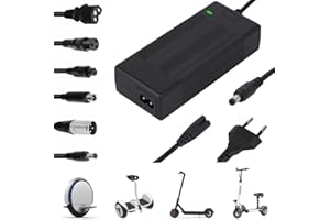 XUNNIU Chargeur scooter électrique, 42 V, 2 A, chargeur Hoverboard, chargeur électrique pour trottinette universelle avec 6 connecteurs pour Hoverboard/Xiaomi/Ninebot/Drifting Board