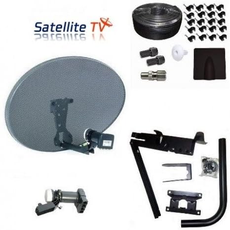 Sky/Freesat HDR Satellite Dish DIY Self Installation Kit,Latest Dish with Quad LNB,15m Twin Cable all necessary Brackets,Bolts and SATELLITE FINDER