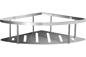 Ambrosya® | Panier de Douche Exclusif en Acier Inoxydable | Étagère Baignoire Salle de Bains Bac à Douche Support de Tablette de Coin Murale (Acier Inoxydable (Brossé), 1 étage)