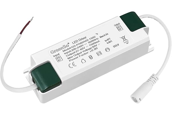 GreenSo 60W LED Transformateur Alimentation 27-40Vdc 1500mA Courant Constant Pilote, LED Driver pour Eclairage de Plafond, Plafonnier Panneau 60x60, 120x30, 120x60cm, GS-PA60A02-1500, TUV SAA CE CB