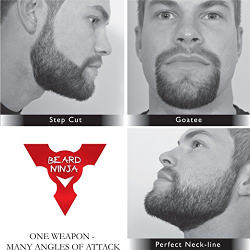 Der BEARD NINJA – Bart Schablone | Bart Gestaltung Werkzeug | Styling Vorlage. Bartformer stylen schablone für perfekte symmetrie. Trimmed und stylen symetrischer Bartform. TRANSPARENTE Styler + ANTI-RUTSCH GRIFF. Kurven-/Stufen-/gerader Schnitt, Spitzbart und perfekte Nackenlinie - 4