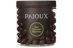 Pajoux Dark Chocolate Pistachios (Small) 190g | Dark Chocolate Covered Nuts - Whole Pistachio Nuts - Dark Chocolate Coated - Palm Oil Free - Chocolate in a Gift Jar