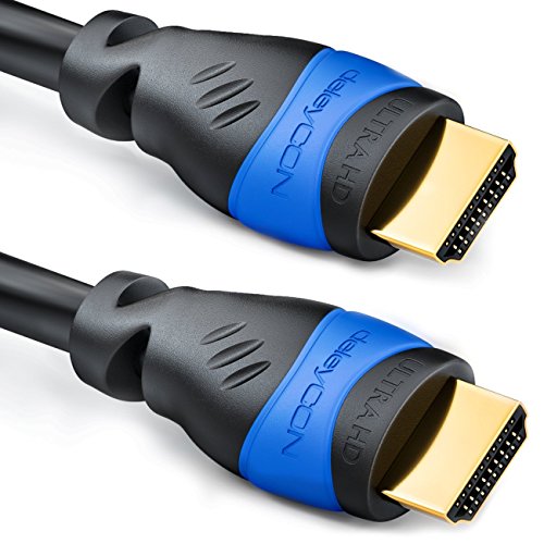 deleyCON HDMI Set – 2x 2m HDMI Kabel + 2x HDMI Winkel Adapter (90° + 270° Grad) + 3x Klett-Kabelbinder + Microfaser Reinigungstuch – HDMI 2.0 / 1.4a kompatibel High Speed mit Ethernet (Neuster Standard) ARC 3D 4K Ultra HD (1080p/2160p) - 2