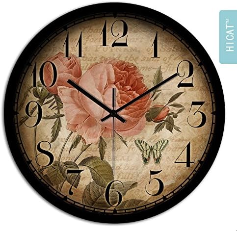 BYLE Creative Modern Art Silence In Living Room Minimalist Modern Large Quartz Clock Home Decor Wall Clock, 14 Inch,Cg010 Black-Black Gold Box,