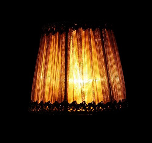 Splink 2 Pcs Lampenschirm E12/E14 Organza Stoff Stehlampe Tischlampenschirm mit Gold Trim Vintage Barockstil Stil 85*120*110mm - 2