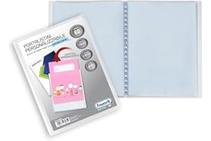 Favorit Portalistino con Buste Fisse e Tasca Frontale Personalizzabile per Fogli 60 Buste, A5, Trasparente