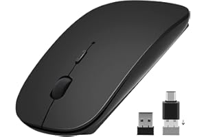 AE WISH ANEWISH Ratón Inalámbrico Incluye USB y Tipo C Receptor, Mini Ratón Silencioso Compatible con Laptop/Macbook/Computadora, Ratón Delgado de 2,4 GHz para Windows/Android/Linux (Requiere 2*AAA Batería)